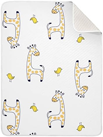 Пеленальное Одеяло с Жирафа и Птици, Памучно Одеало за Бебета, Като Юрган, Леко Меко Пеленальное Одеало за детско креватче,