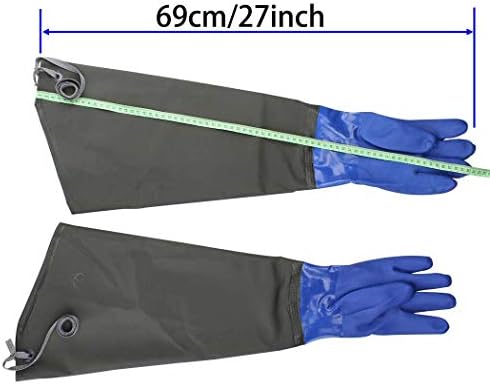 Ръкавици за почистване на дренаж Eiito, Ръкавици за езерото, Дълги гумени ръкавици, Непромокаеми Ръкавици гумени ръкавици с дължина до лакътя - 27-Инчов Изолирани непр?
