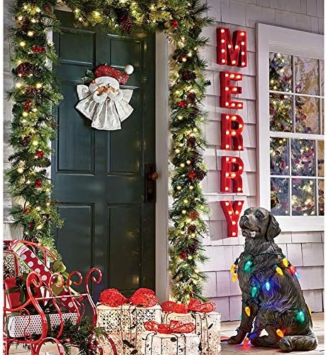 Коледна Гирлянда LASPERAL с Подсветка, 9 ФУТА 100 Светлини, Предварително осветени Коледна Гирлянда, 126 Червени Плодове, 36