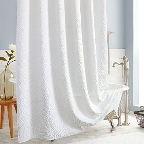 Завеса за душ от бяла модерна тъкан MitoVilla, душ Завеси от плат Ферма вълна за неутрален декор на банята на хотела, Текстурирани,