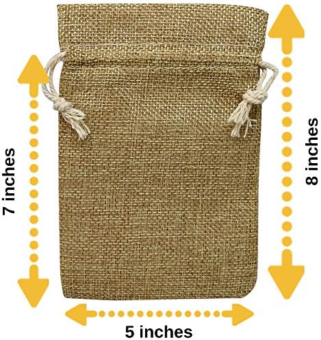 Supply Friend 50 Торби от зебло с шнурком, 5x8 см (5x7 вътрешни), опаковъчна хартия на Едро - Сувенири за сватбени тържества, украси и пликове за предложения (Кафяв)