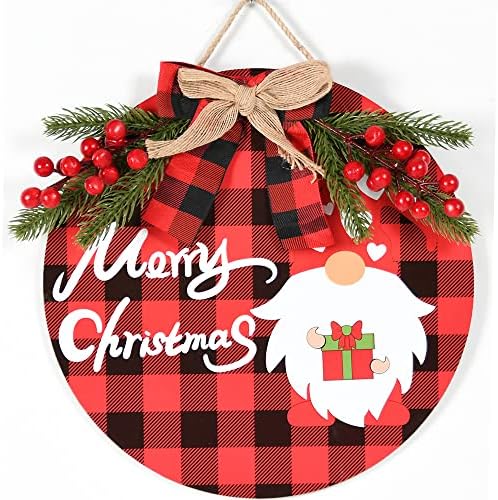 Коледен Венец ETASOP - Коледна украса в клетка от Бъфало - Зимни Венци С Коледа Знак за Празника Селска Фермерска