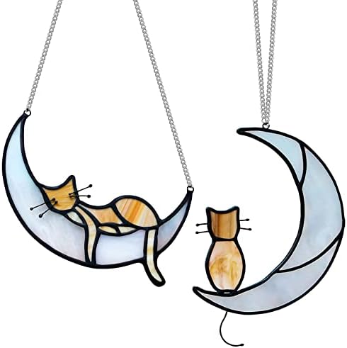 2 Опаковане на Декор от портокал раиран котка, Подаръци за спомен за Котка, Витражная Котешка Капан на Слънцето
