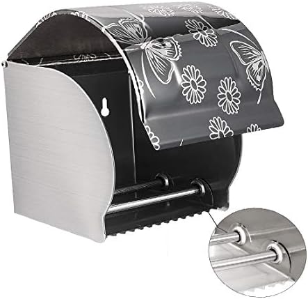 Нов Lon0167 120 мм x 118 mm x 123 мм, Полиран Стенен Държач за Тоалетна хартия от Неръждаема Стомана с капак (120 mm x
