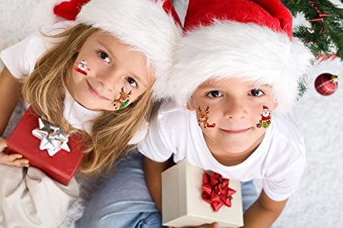 Коледна Временна Татуировка за Деца и Възрастни, 144 броя, Различни Красиви Рисунки, Пръчка за Коледните Празници, Подаръци