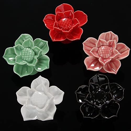 5 Цветни Керамични Дръжки на Lotus За Чекмеджета, Тянущих Кухненски Химикалки, Мультяшная Мебели за дома Дръжка