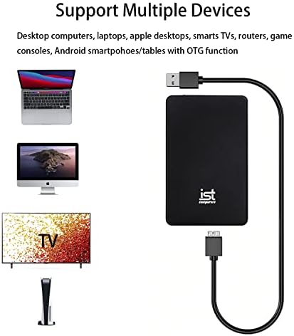 Ултратънък Преносим Външен твърд диск с капацитет 1 TB, USB 3.0, Черен, за компютри Mac и PC, настолни работни станции, преносими