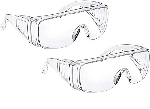 EUXOR, Защитни очила (2 опаковки) със защита от замъгляване и отломки, ANSI Z87.1 и EN 166, Защитни очила, устойчиви на uv защитни очила в по-широка рамка, устойчиви на надраскван