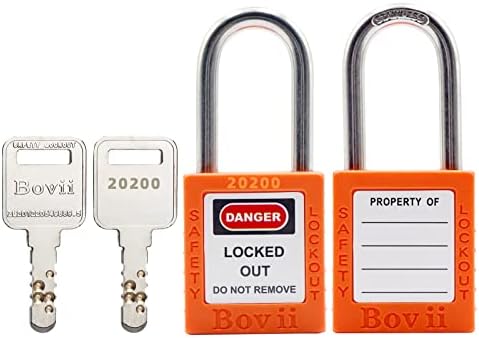 Брави Boviisky Lockout Tagout с ключ, Комплект от 10 Различни Защитни брави с оранжеви ключове, 2 ключа за заключване, за да
