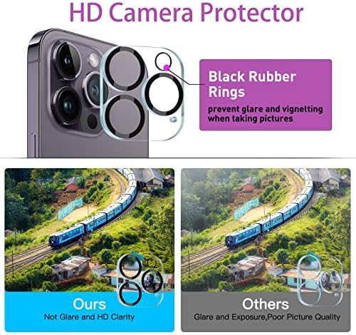 Corefyco Direct [3 + 3 опаковки] Защитно фолио за екрана на iPhone 14 Pro Max, закалено стъкло 9H и обектива на камерата [Защита