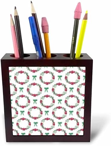 3 Начертайте Красиви червени и зелени лъкове и Коледни венци с шарките - Поставка за химикалки за плочки (ph-370817-1)