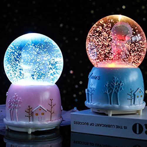 HMGGDD Креативни Цветни Светлини Плаващи Снежинка Бяла Лунна Светлина Двойка Стъклена Кристална Топка Музикална Ковчег Tanabata