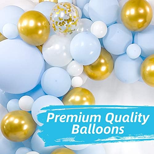 Комплект Гирлянди от сините балони BLOONSY Baby | Комплект Арка от балони за душ за малки момчета | 120 бр | Светло-Пастелни