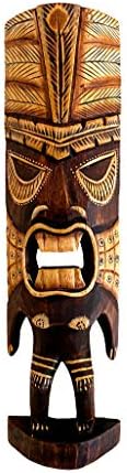 Маска Тики Стенен Декор Ръчно Изработени От Дърво Tribal Хавайски Полинезийски Африкански Стил, С Монтиран На Стената Начало Декор Подарък - Голям Размер