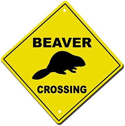Fastasticdeals Метален алуминий Знак за новости Beaver Crossing 12 см x 12 см