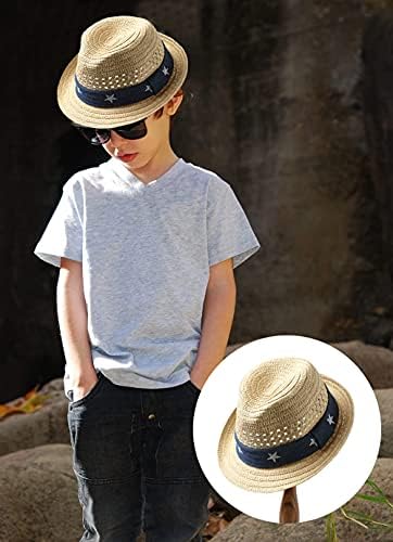 Бебета, Деца Staw Fedora Лятна шапка От Слънцето UPF Детска Плажна Градинска Панама-мека мъжка шапка
