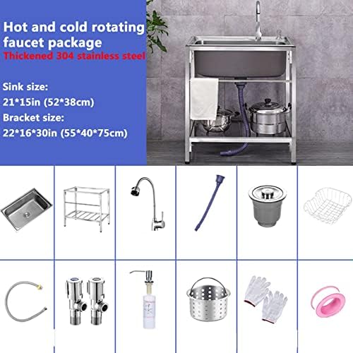 Универсална мивка, кухненски мивки универсални мивка за пране кухненска мивка от неръждаема стомана 304 с една чаша