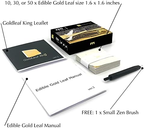 99,99% от Плоско, годни за консумация злато е от чисто 24-каратово злато GoldleafKing Дзен Edition 10, 30, 50 листа в опаковка