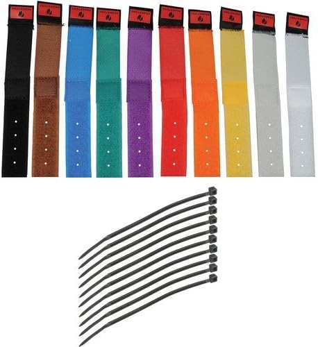 Pearstone 1 x 6 Кабелни ленти с чувствителен на допир закопчалка (цветни, 10 броя в опаковка)