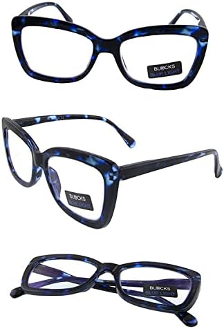 Дамски сини светозащитные очила в модерен квадратен стил AG2-P5217COMP - Свръхлеки Модни очила за жени-Маниаци - Прозрачни лещи - Пластмасова дограма - Един размер подходя