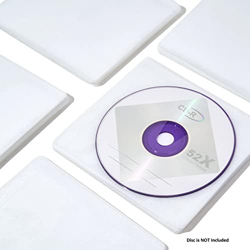 Progo White за CD, DVD и Blu-Ray Дискове Двустранни пластмасови капаци с нетканой кърпа за съхранение на CD, DVD и BluRay дискове,
