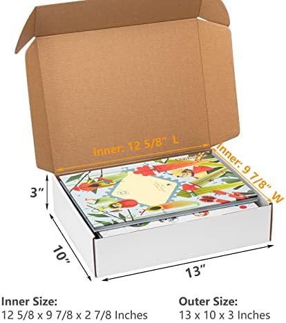 Timirog Кутии за доставка 13x10x3 Инча 20 Опаковки Бяла Картонена Кутия за Малкия бизнес, Гофрирани Кутии С заключващ механизъм