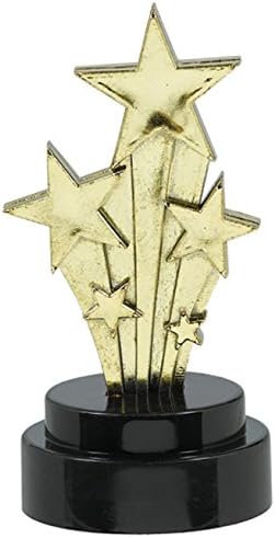 Пластмасов трофей Amscan Hollywood, 4 инча, опаковка от 6 броя, Златен / черен
