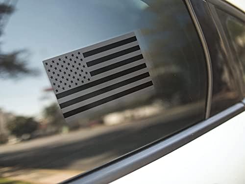 Грей американски флаг Обществото на черепа - 7-инчов Патриотическая всепогодная стикер-винетка за леки автомобили, камиони,