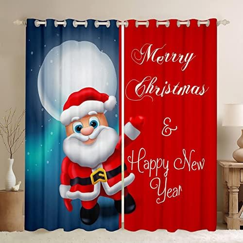 Плътни Завеси Erosebridal Дядо Коледа 76 Шх45 Л, Завеси с Коледните Декорации за Детската Спалня Момчета и Момичета, Завеси от Звездното Небе, Работа с прозорци в Карикатур