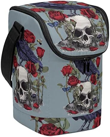 Олекотена Голяма Чанта за Обяд Crow Skull Rose за многократна употреба Обяд-Бокс за Жени и Мъже