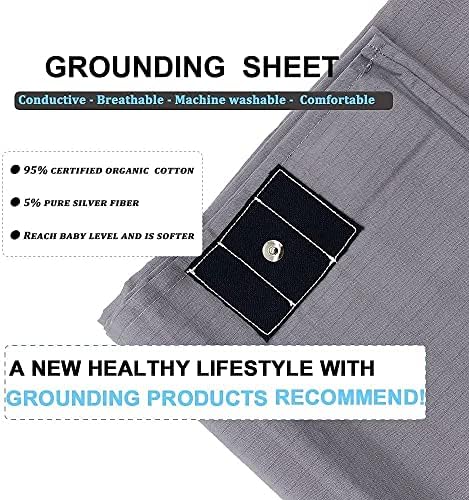 Заземителни кърпи със сребрист фибри и органичен памук - Водещ с Заземляющим кабел, Заземителни за добър сън, физическо здраве (Сив, 35x90 инча)