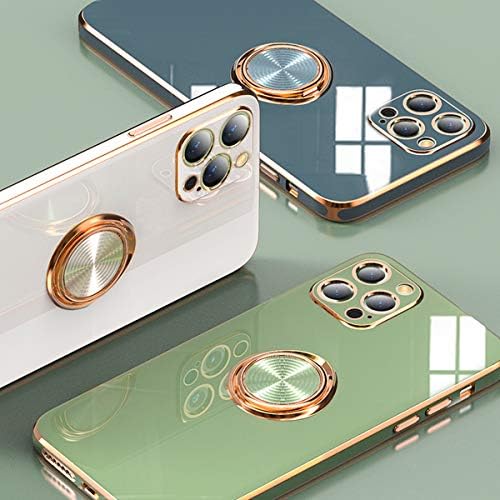 aowner е Съвместим с iPhone 11 Калъф-притежателя с пръстен, Блестящ Край от Розово Злато, Въртяща се на 360