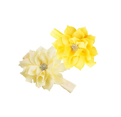 LDDCX Детски Превръзка на главата с цветя за момичета.(FD53) (Слонова кост + жълт)