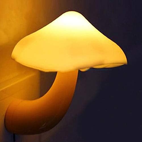 Led нощна светлина с енергийно ефективен сензор ESUPPORT във формата на гъба с приставка адаптер жълт цвят (средна продължителност на живот 50000ч)