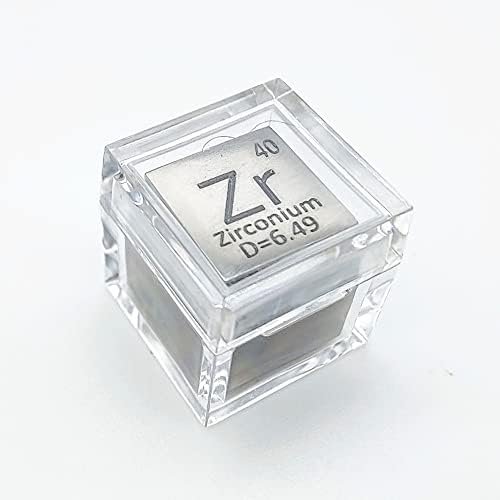 Циркониевый Полиран елемент Cube Zr Твърди Метални Кубчета плътност с Акрилна кутия за обучение на събиране на елементи (0,39 инча, Цирконий)