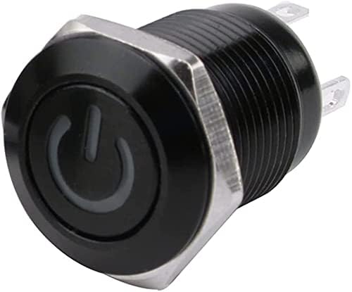HEPUP 12 мм Водоустойчив Окисленный Черен Метален Бутон Превключвател с Led Лампа за Моментно Определяне на PC Захранване