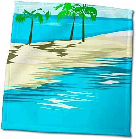 3dRose TDSwhite – Тема Летен плаж - Пясъчна отмель с Палми - Кърпи (twl-285725-3)