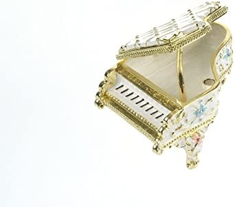 Бял Ковчег за украшения на Пианото, украсена с цветя, Уникално Музикално Украса За Дома, която Свири Музика, Красива