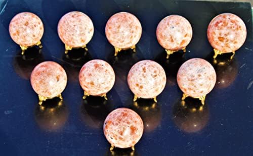 Превъзходен Натурален Полиран Оранжев Кристал Слънчев Камък Обхват от Кварцов Камък (65 мм) Изцеление на Чакрите Големи Необработени Топки Проба Минерали Топка Исц