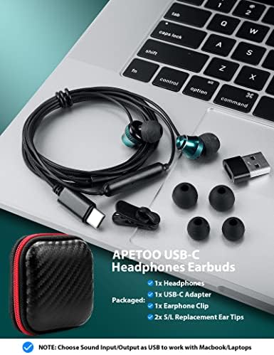 Слушалки AEPTOO USB C за MacBook, Жични слушалки-втулки Type-C, Слушалките с Шумопотискане, USB Слушалки с регулатор на силата на звука на микрофона, стереобасы за iPad Pro Samsung S22 S23 A5
