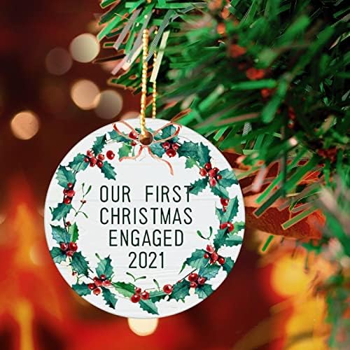 WengBeauty Първата Ни Коледа Годежен украса 2021 г., 3-инчов Коледна Украса за Младоженци, за Сватба, Годеж, Housewarming