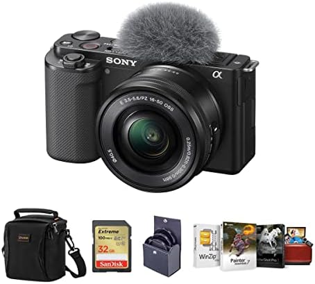 Беззеркальная камера Sony ZV-E10, с обектив 16-50 мм, Черен комплект с пакет от програми за редактиране на