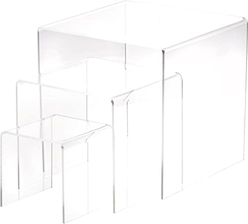 Квадратни подложки за дисплея от прозрачен акрил Plymor, Ассортиментная опаковка, Комплект от 3 (Средни) (с дебелина
