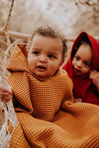 Кърпа с качулка Jade & Kai за бебета и малки деца | се Превръща в едно пончо | От органичен памук | С Вафла текстура