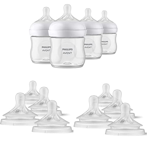 Philips Avent Бутилка за новородени Natural, 4 грама, 4pk, SCY900/04 и биберони за шишета Natural Response
