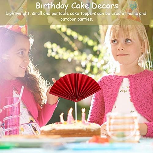 PartyKindom 1 Комплект Топперов за Торта за Рожден Ден, Декоративни под формата На Вентилатора, Пръчици за Торта (Червени), Парти за Рожден Ден