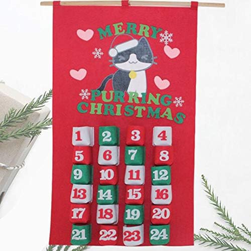 Календар за Обратно Броене на Коледа, Календар за Обратно Броене на Коледа на 24 Ден с Джобове, Стенни Празнични Украси