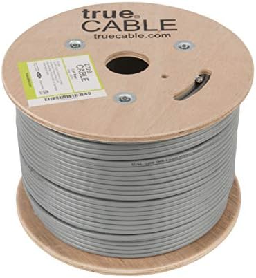 trueCABLE Cat6 Странично (CMR), 500 метра, на Сив, 23AWG, 4 Двойки от плътен мед, 550 Mhz, PoE ++ (4PPoE), с посочване на ETL, Неекранирана Усукана двойка (UTP), Оптичен кабел Ethernet