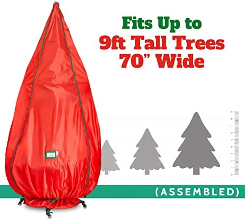 Чанта за съхранение на коледната елха със здрава стойка на колела - за вертикално събрани от дървета с височина до