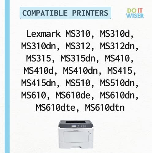 Подмяна на касетата с тонер за съвместим принтер Do it Wiser за Lexmark 50F1H00 501H MS310dn MS312dn MS315dn MS410dn